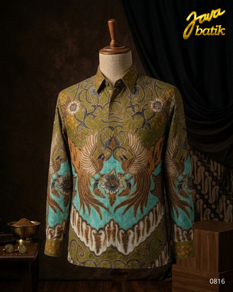 Kemeja Sutra Tulis Biru Tosca CB093E
