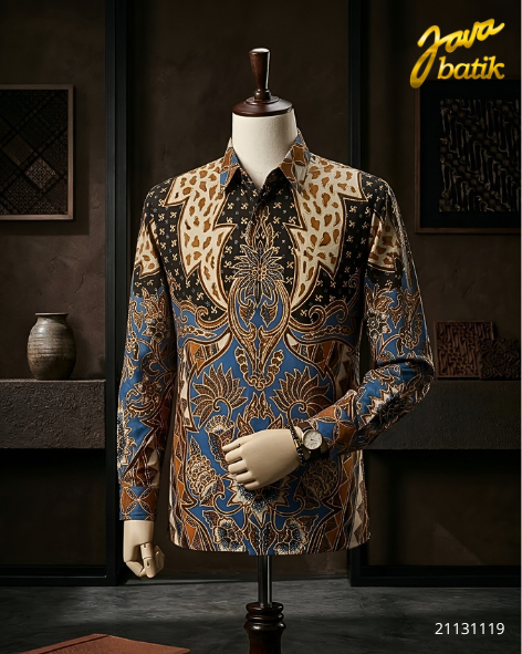 Kemeja Sutra Prada Biru Oren CB058E