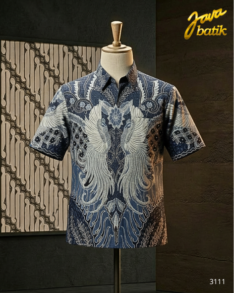 Hem Sutra Tulis Burung Putih Parang Big SizeTA012D