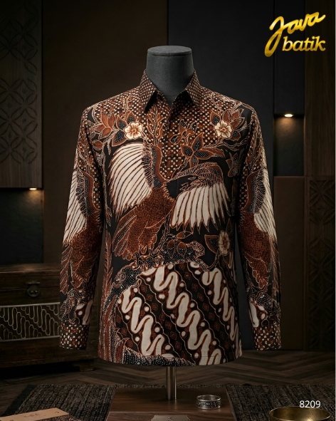 Kemeja Sutra Tulis Sogan Elang TA015C