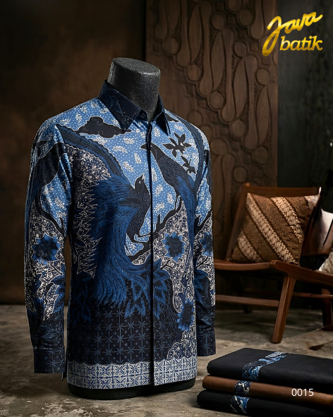 Kemeja Sutra Tulis Phoenix Biru TA015F