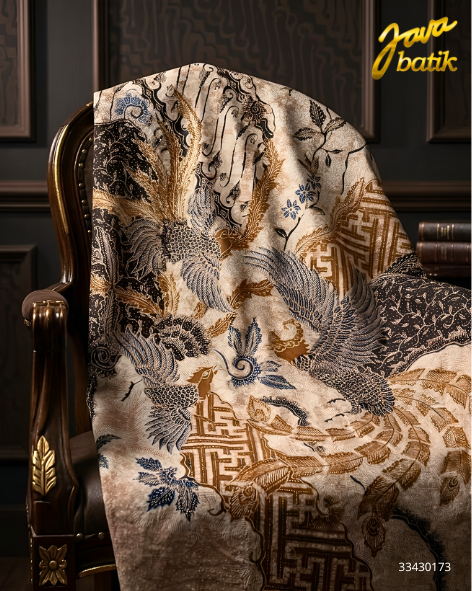 Kain Potongan Sutra Tulis Pola Kemeja Burung Benji