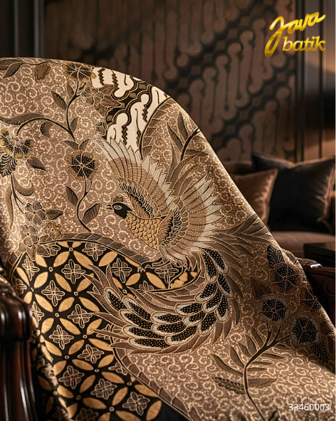 Kain Potongan Sutra Tulis Pola Kemeja Burung Kuning