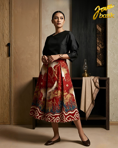 Rok/Bawahan Klok Top  Merah Daun TA054