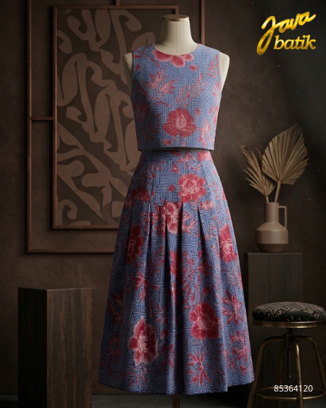 Setelan Atasan + Rok Bunga BA055